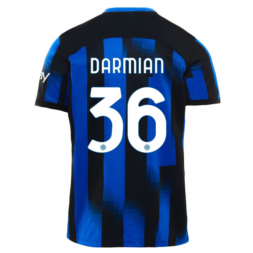 Kinder Fußball Matteo Darmian #36 Schwarz Blau Heimtrikot Trikot 2023/24 T-Shirt Luxemburg