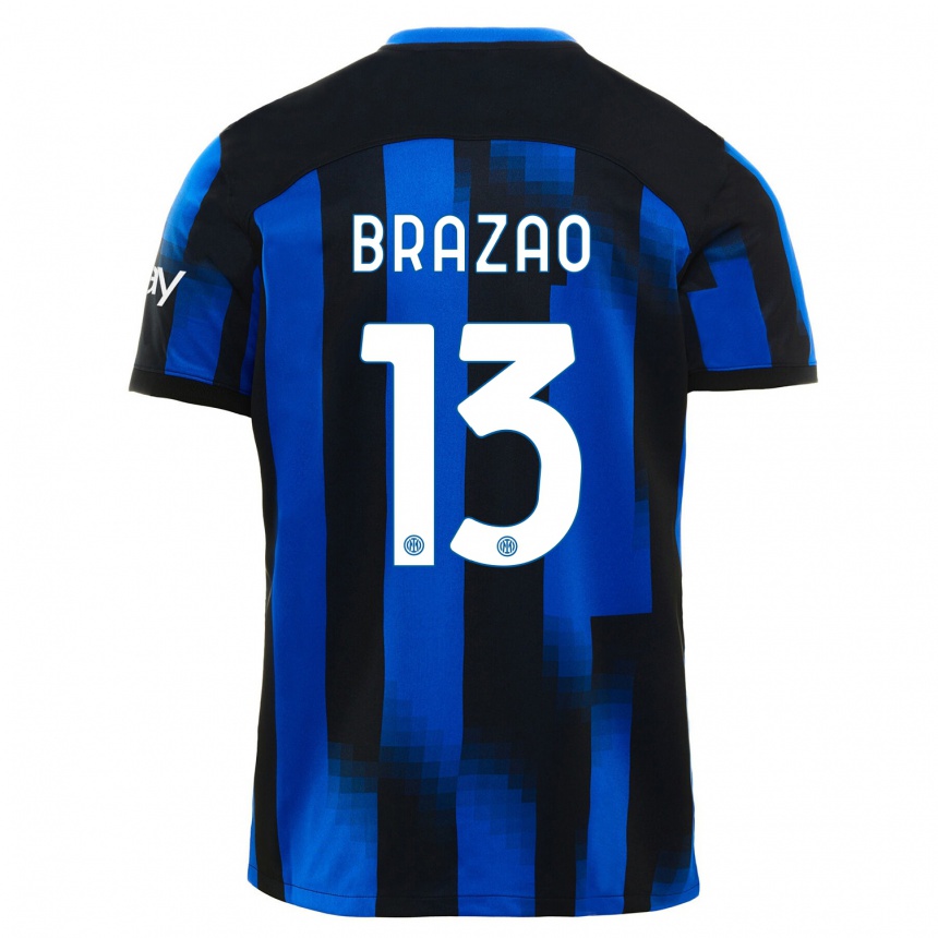 Kinder Fußball Gabriel Brazao #13 Schwarz Blau Heimtrikot Trikot 2023/24 T-Shirt Luxemburg