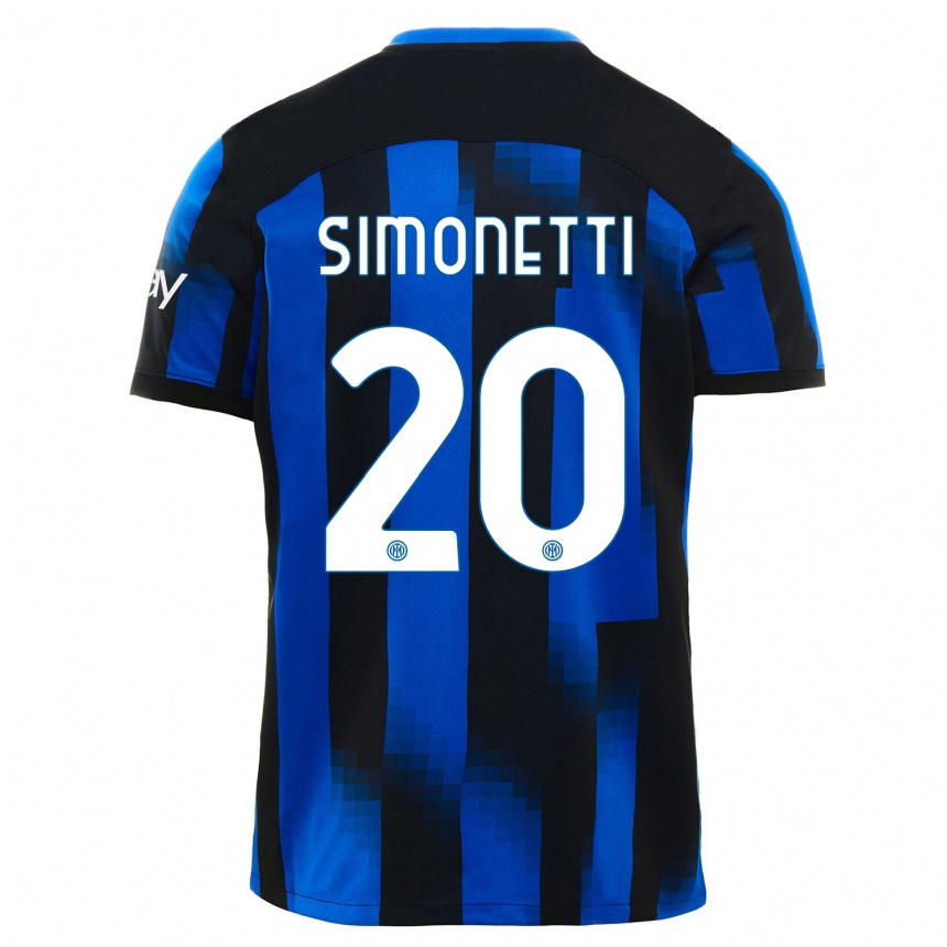 Kinder Fußball Flaminia Simonetti #20 Schwarz Blau Heimtrikot Trikot 2023/24 T-Shirt Luxemburg