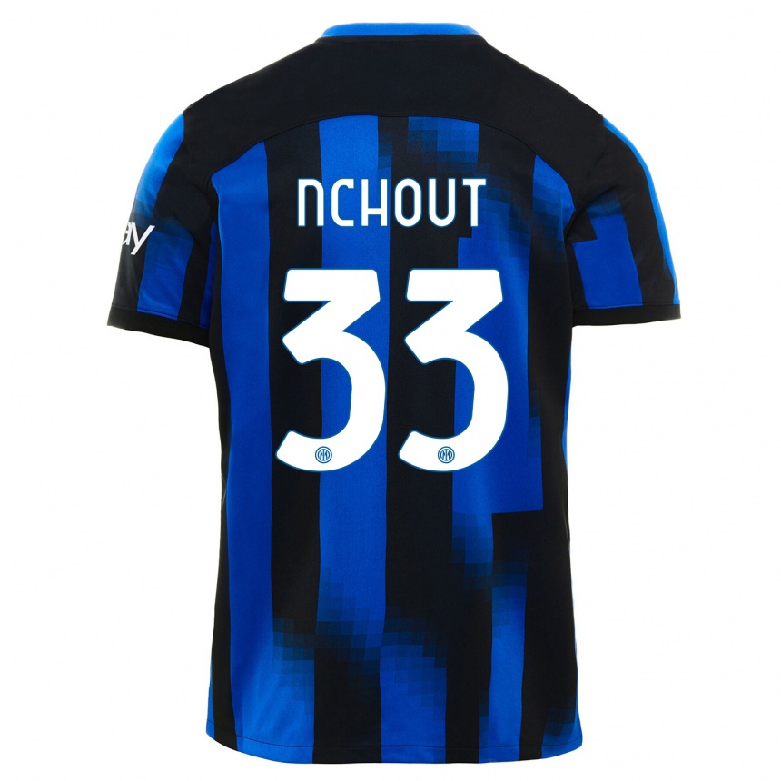 Kinder Fußball Ajara Nchout #33 Schwarz Blau Heimtrikot Trikot 2023/24 T-Shirt Luxemburg