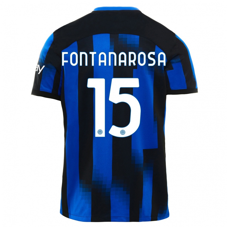 Kinder Fußball Alessandro Fontanarosa #15 Schwarz Blau Heimtrikot Trikot 2023/24 T-Shirt Luxemburg