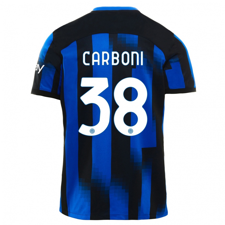 Kinder Fußball Valentin Carboni #38 Schwarz Blau Heimtrikot Trikot 2023/24 T-Shirt Luxemburg