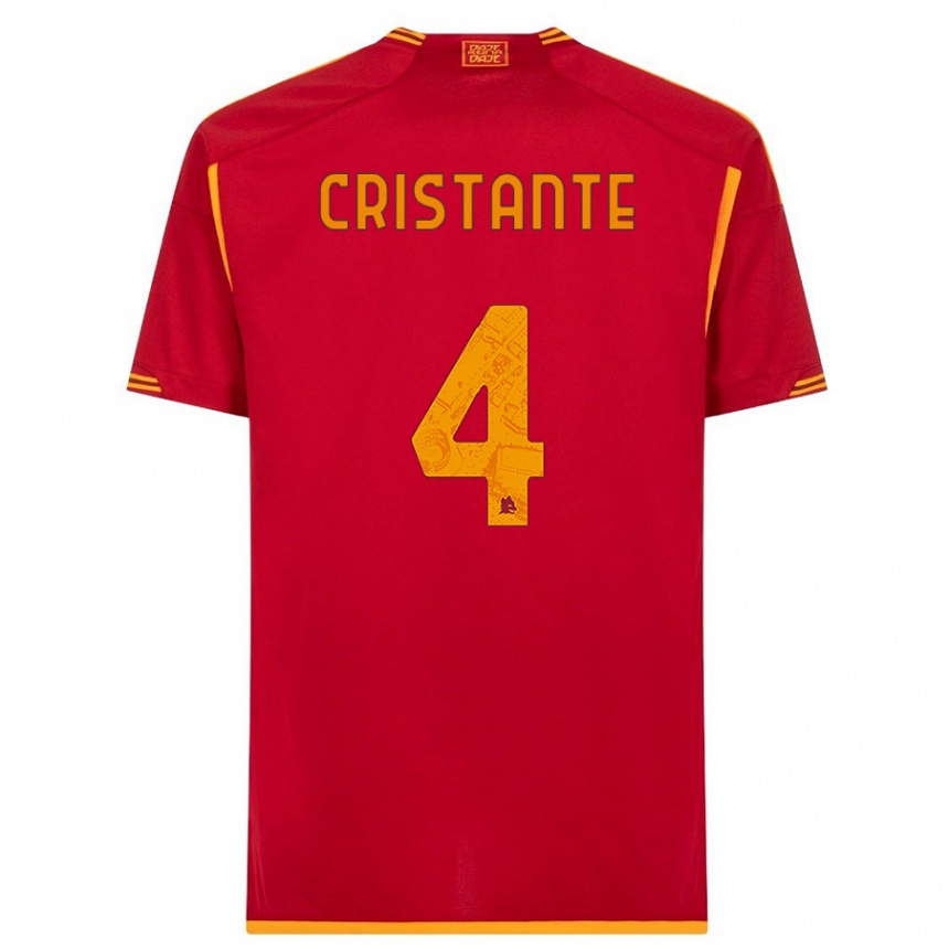 Kinder Fußball Bryan Cristante #4 Rot Heimtrikot Trikot 2023/24 T-Shirt Luxemburg
