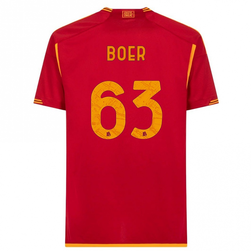 Kinder Fußball Pietro Boer #63 Rot Heimtrikot Trikot 2023/24 T-Shirt Luxemburg