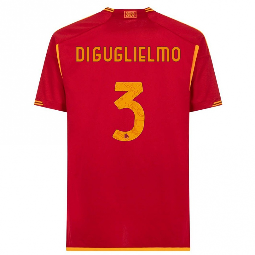 Kinder Fußball Lucia Di Guglielmo #3 Rot Heimtrikot Trikot 2023/24 T-Shirt Luxemburg