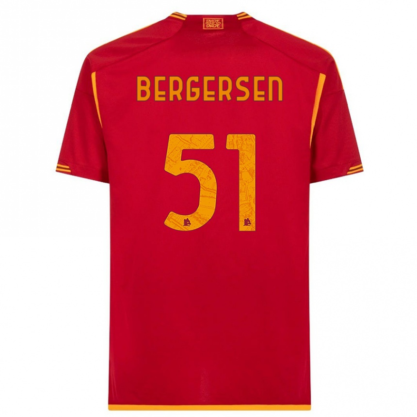 Kinder Fußball Mina Bergersen #51 Rot Heimtrikot Trikot 2023/24 T-Shirt Luxemburg