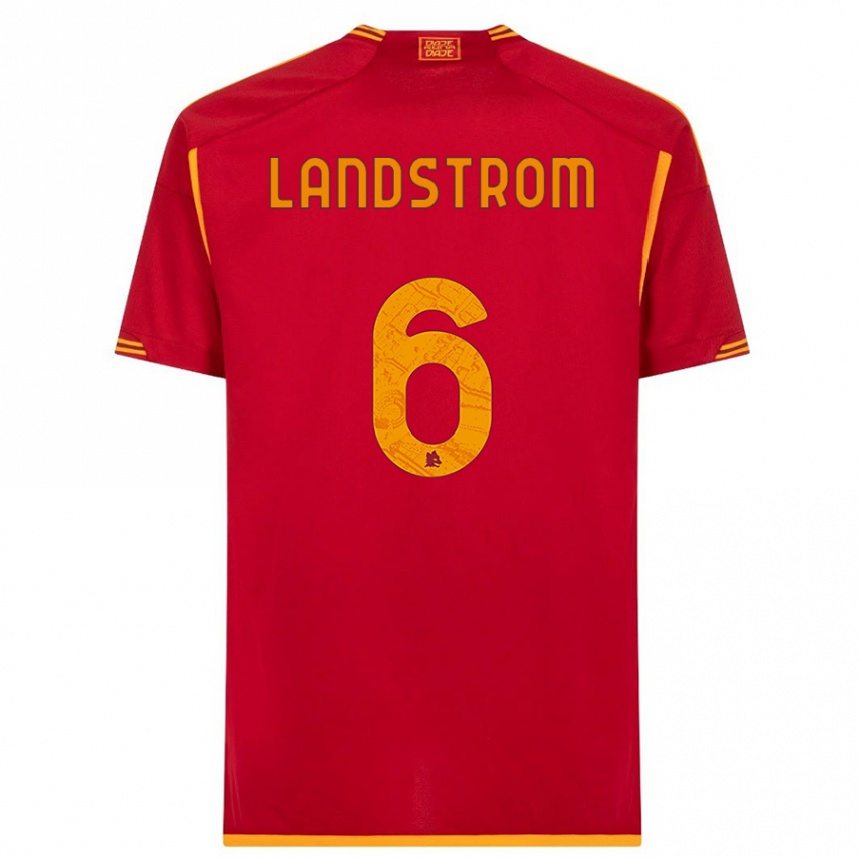 Kinder Fußball Elin Landstrom #6 Rot Heimtrikot Trikot 2023/24 T-Shirt Luxemburg