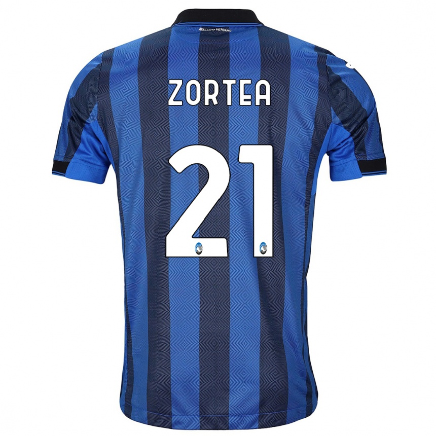 Kinder Fußball Nadir Zortea #21 Schwarz Blau Heimtrikot Trikot 2023/24 T-Shirt Luxemburg