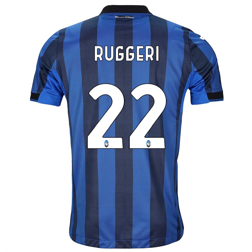 Kinder Fußball Matteo Ruggeri #22 Schwarz Blau Heimtrikot Trikot 2023/24 T-Shirt Luxemburg