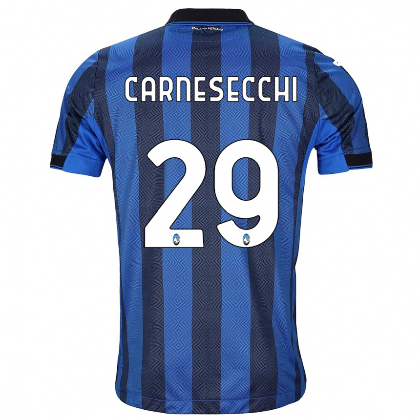 Kinder Fußball Marco Carnesecchi #29 Schwarz Blau Heimtrikot Trikot 2023/24 T-Shirt Luxemburg