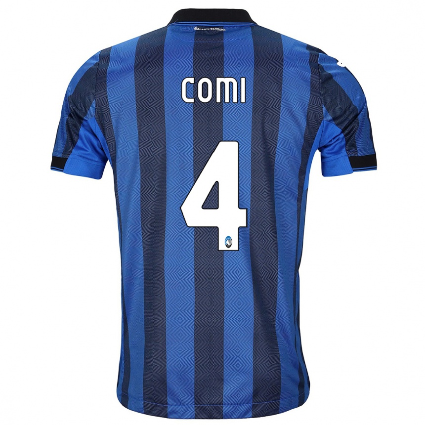 Kinder Fußball Pietro Comi #4 Schwarz Blau Heimtrikot Trikot 2023/24 T-Shirt Luxemburg