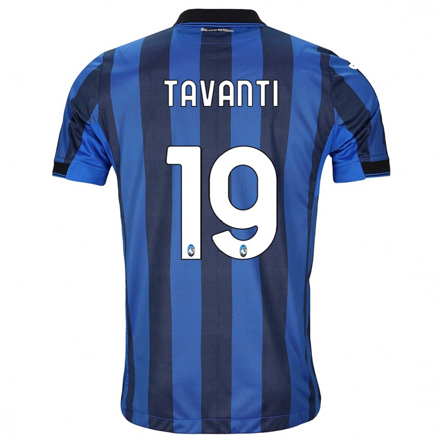 Kinder Fußball Mattia Tavanti #19 Schwarz Blau Heimtrikot Trikot 2023/24 T-Shirt Luxemburg