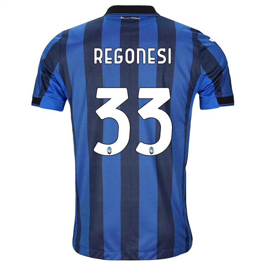 Kinder Fußball Iacopo Regonesi #33 Schwarz Blau Heimtrikot Trikot 2023/24 T-Shirt Luxemburg