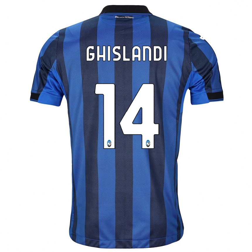 Kinder Fußball Davide Ghislandi #14 Schwarz Blau Heimtrikot Trikot 2023/24 T-Shirt Luxemburg