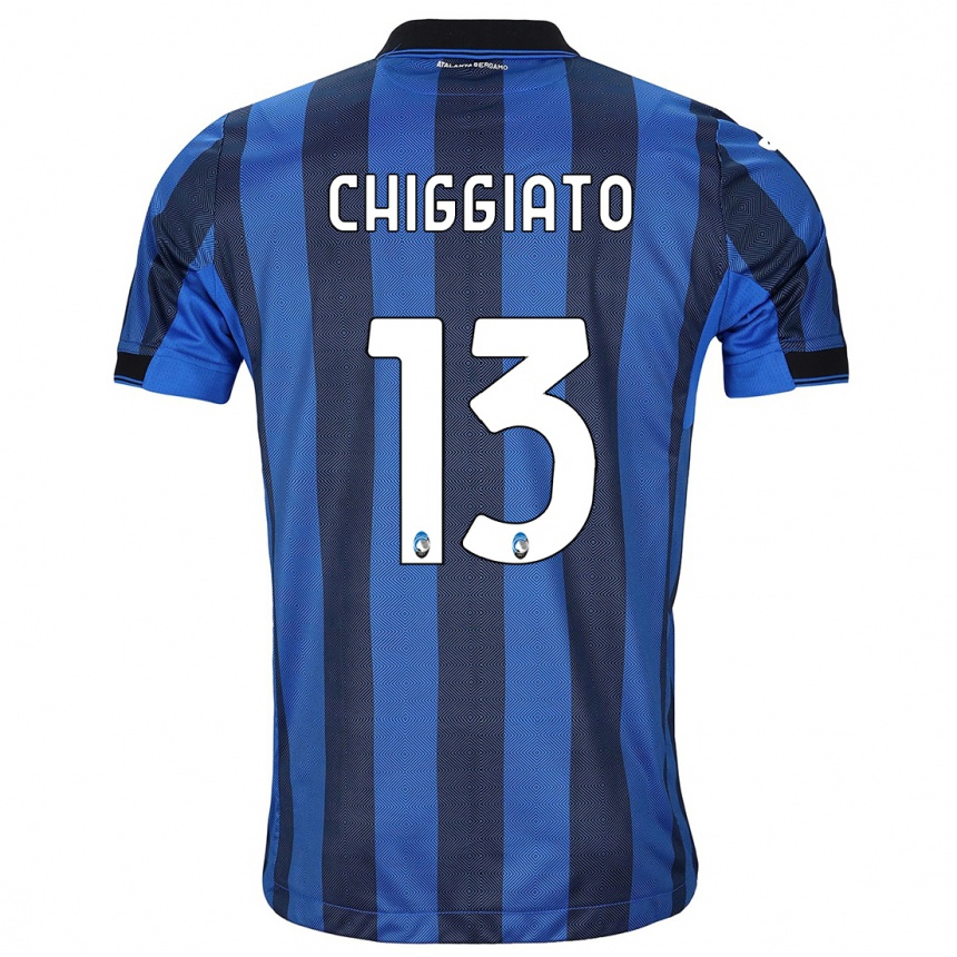 Kinder Fußball Gabriele Chiggiato #13 Schwarz Blau Heimtrikot Trikot 2023/24 T-Shirt Luxemburg