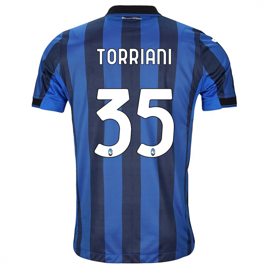 Kinder Fußball Andrea Torriani #35 Schwarz Blau Heimtrikot Trikot 2023/24 T-Shirt Luxemburg