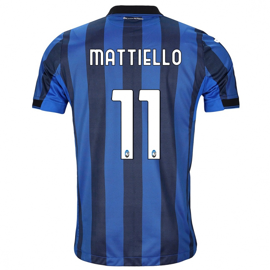 Kinder Fußball Federico Mattiello #11 Schwarz Blau Heimtrikot Trikot 2023/24 T-Shirt Luxemburg