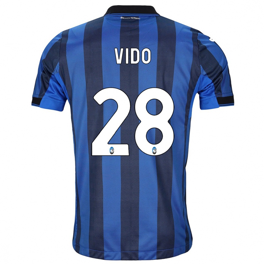 Kinder Fußball Luca Vido #28 Schwarz Blau Heimtrikot Trikot 2023/24 T-Shirt Luxemburg