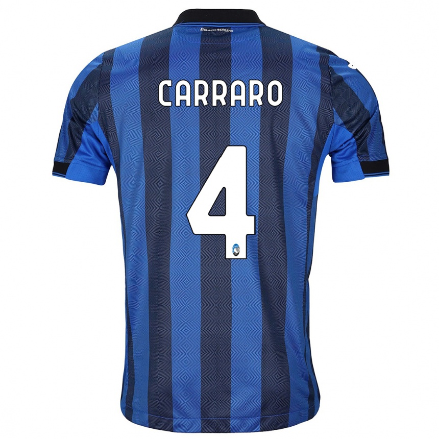 Kinder Fußball Marco Carraro #4 Schwarz Blau Heimtrikot Trikot 2023/24 T-Shirt Luxemburg