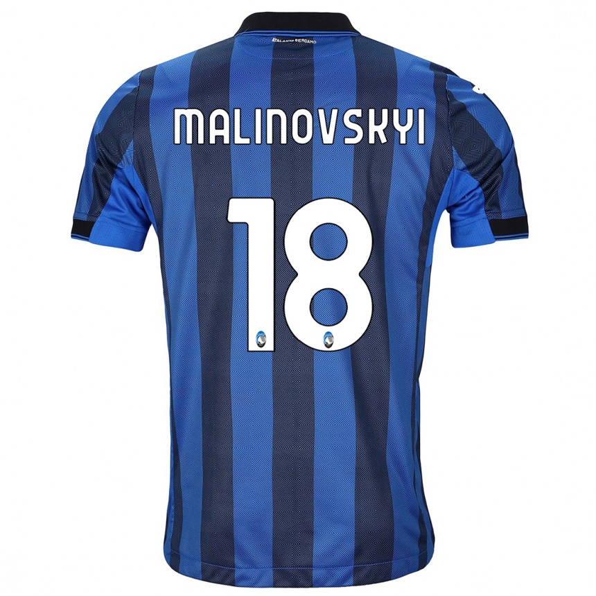 Kinder Fußball Ruslan Malinovskyi #18 Schwarz Blau Heimtrikot Trikot 2023/24 T-Shirt Luxemburg