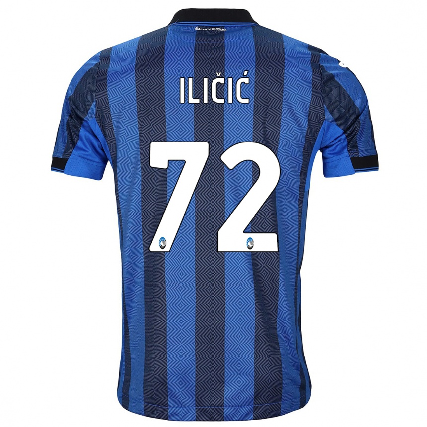 Kinder Fußball Josip Ilicic #72 Schwarz Blau Heimtrikot Trikot 2023/24 T-Shirt Luxemburg