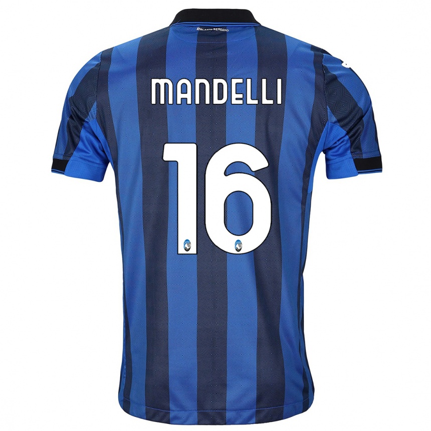 Kinder Fußball Giulia Mandelli #16 Schwarz Blau Heimtrikot Trikot 2023/24 T-Shirt Luxemburg