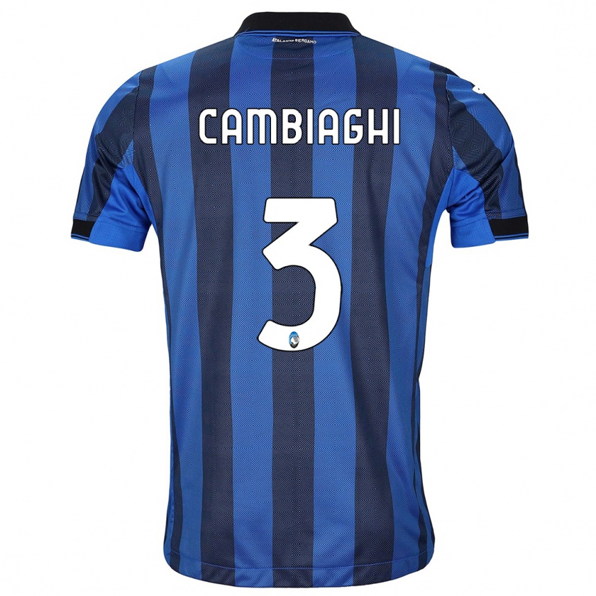 Kinder Fußball Michela Cambiaghi #3 Schwarz Blau Heimtrikot Trikot 2023/24 T-Shirt Luxemburg