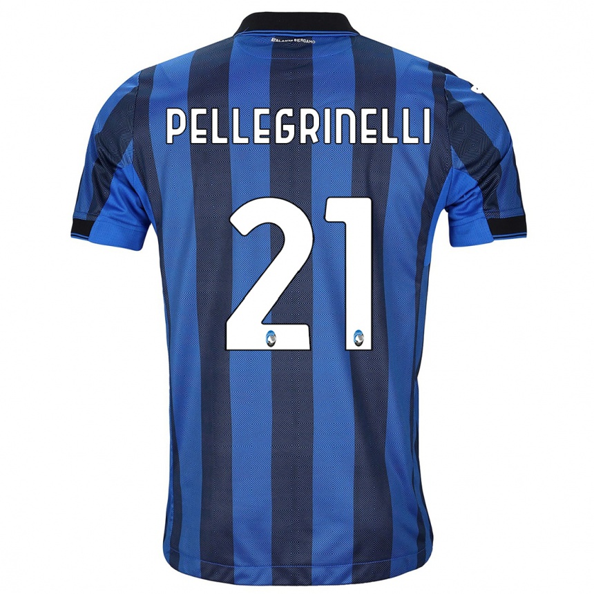 Kinder Fußball Giorgia Pellegrinelli #21 Schwarz Blau Heimtrikot Trikot 2023/24 T-Shirt Luxemburg