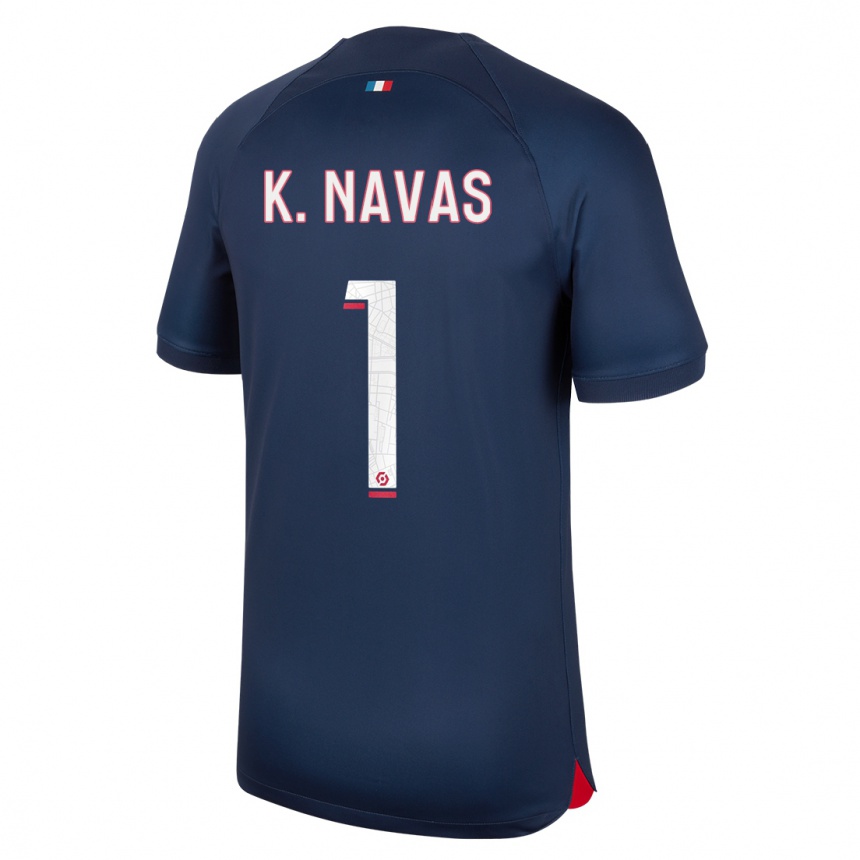 Kinder Fußball Keylor Navas #1 Blau Rot Heimtrikot Trikot 2023/24 T-Shirt Luxemburg