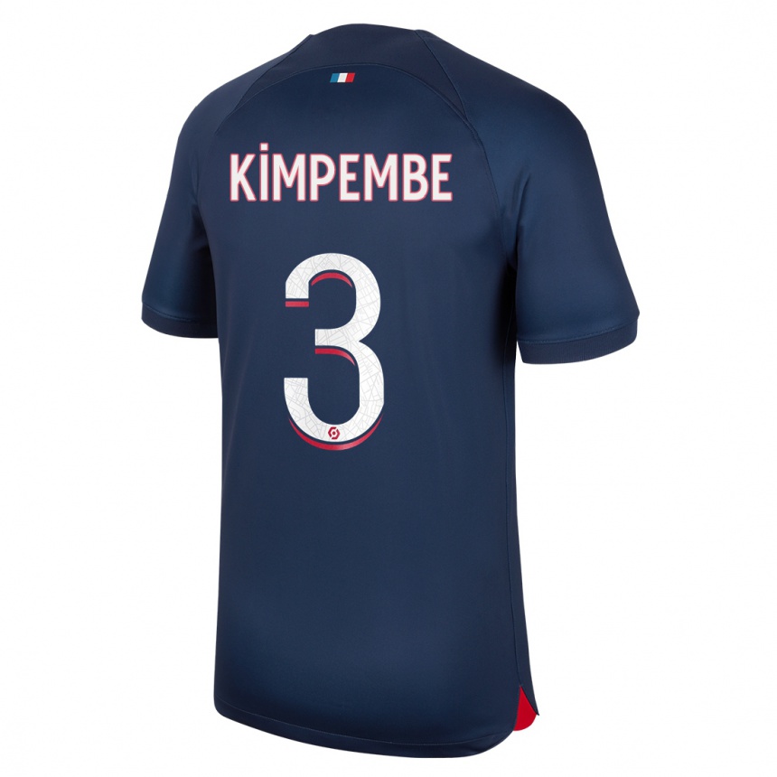 Kinder Fußball Presnel Kimpembe #3 Blau Rot Heimtrikot Trikot 2023/24 T-Shirt Luxemburg