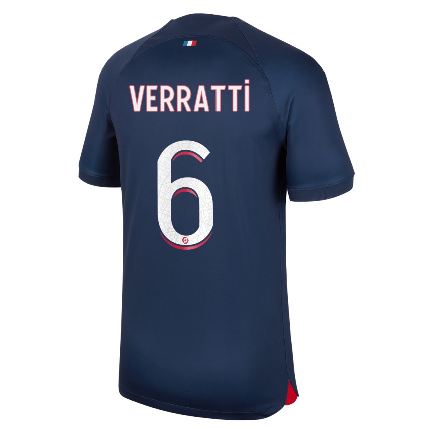 Kinder Fußball Marco Verratti #6 Blau Rot Heimtrikot Trikot 2023/24 T-Shirt Luxemburg