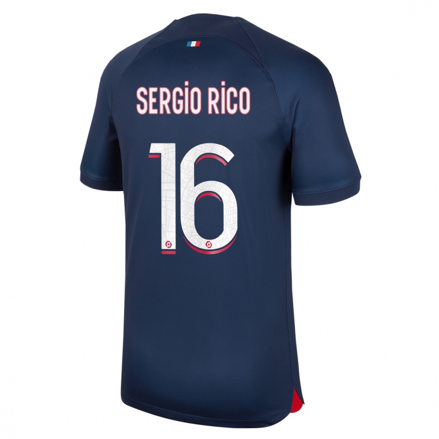 Kinder Fußball Sergio Rico #16 Blau Rot Heimtrikot Trikot 2023/24 T-Shirt Luxemburg