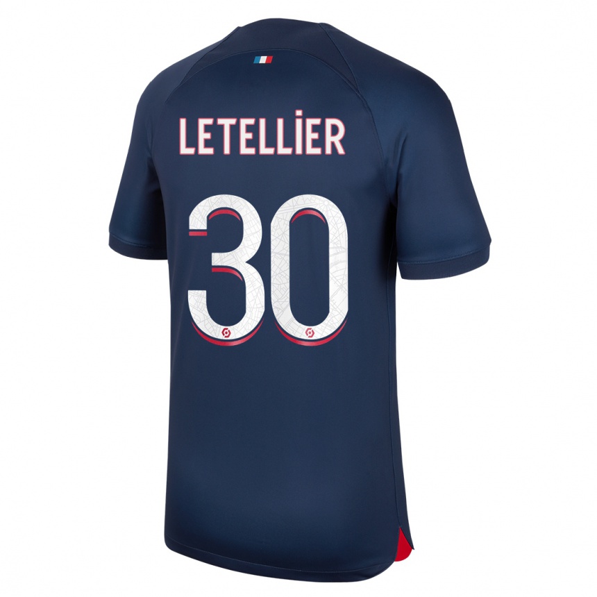 Kinder Fußball Alexandre Letellier #30 Blau Rot Heimtrikot Trikot 2023/24 T-Shirt Luxemburg