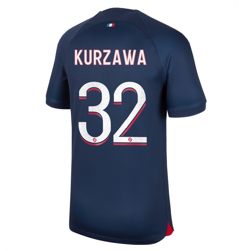 Kinder Fußball Layvin Kurzawa #32 Blau Rot Heimtrikot Trikot 2023/24 T-Shirt Luxemburg