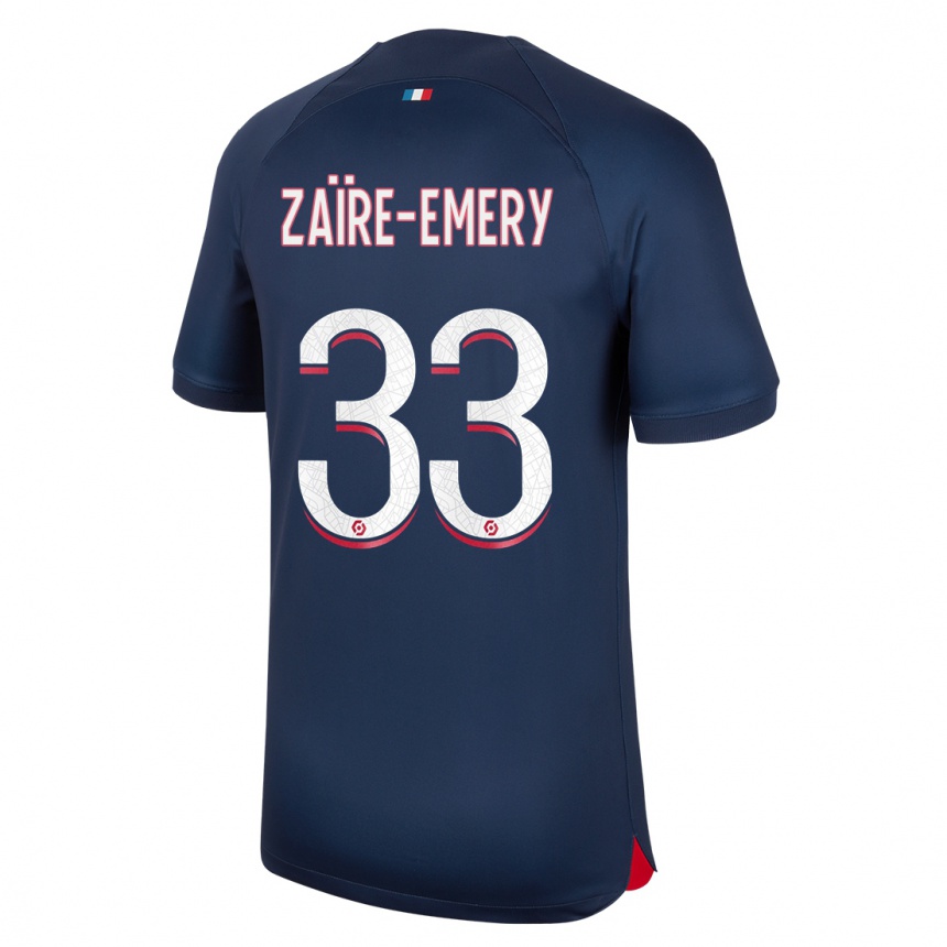 Kinder Fußball Warren Zaire Emery #33 Blau Rot Heimtrikot Trikot 2023/24 T-Shirt Luxemburg