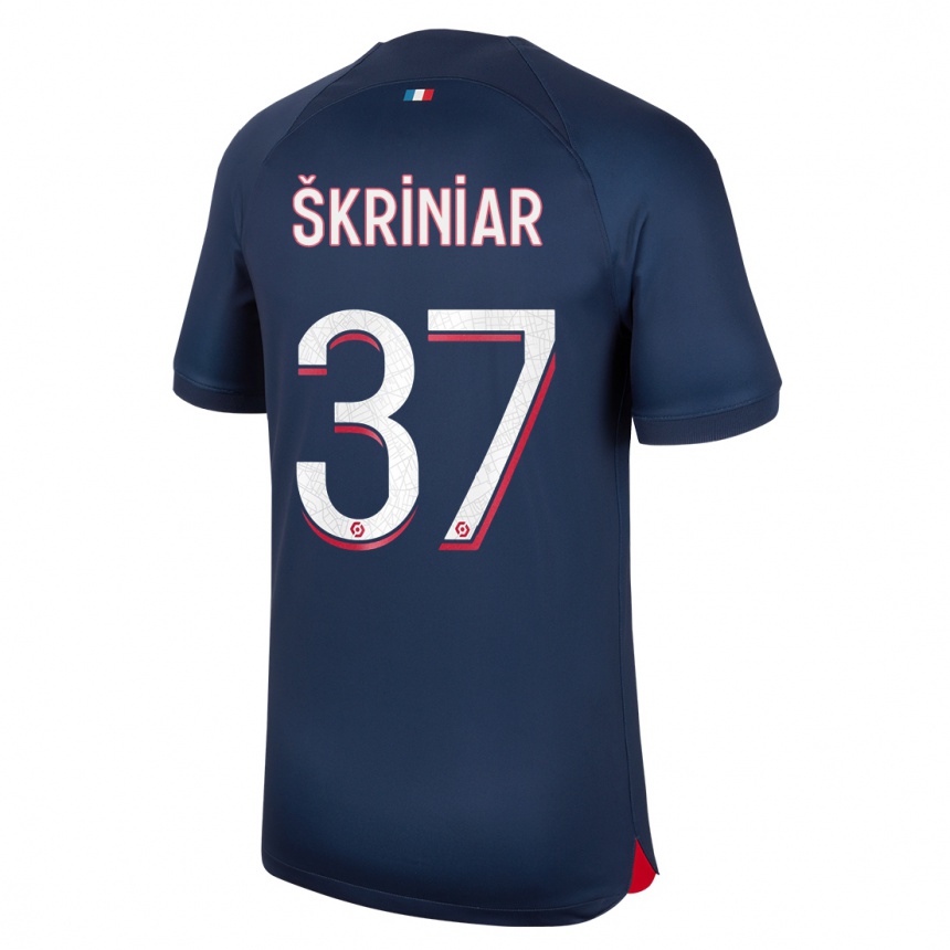 Kinder Fußball Milan Skriniar #37 Blau Rot Heimtrikot Trikot 2023/24 T-Shirt Luxemburg