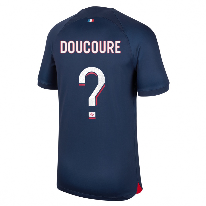 Kinder Fußball Sekou Doucoure #0 Blau Rot Heimtrikot Trikot 2023/24 T-Shirt Luxemburg