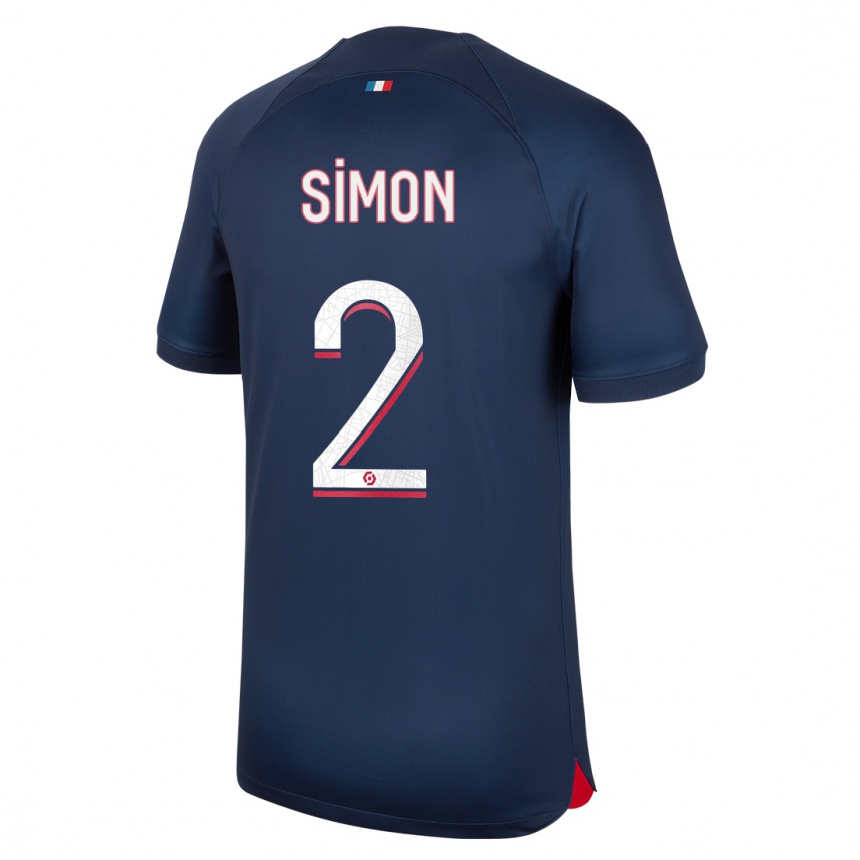 Kinder Fußball Benedicte Simon #2 Blau Rot Heimtrikot Trikot 2023/24 T-Shirt Luxemburg