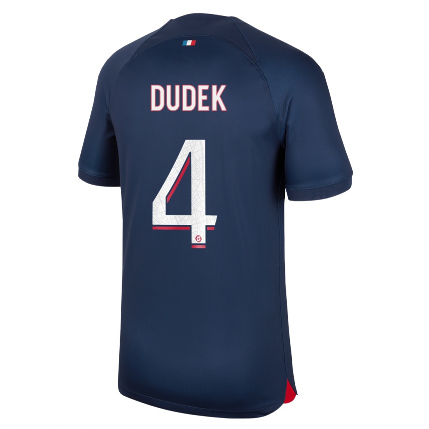 Kinder Fußball Paulina Dudek #4 Blau Rot Heimtrikot Trikot 2023/24 T-Shirt Luxemburg