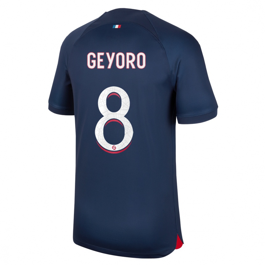 Kinder Fußball Grace Geyoro #8 Blau Rot Heimtrikot Trikot 2023/24 T-Shirt Luxemburg