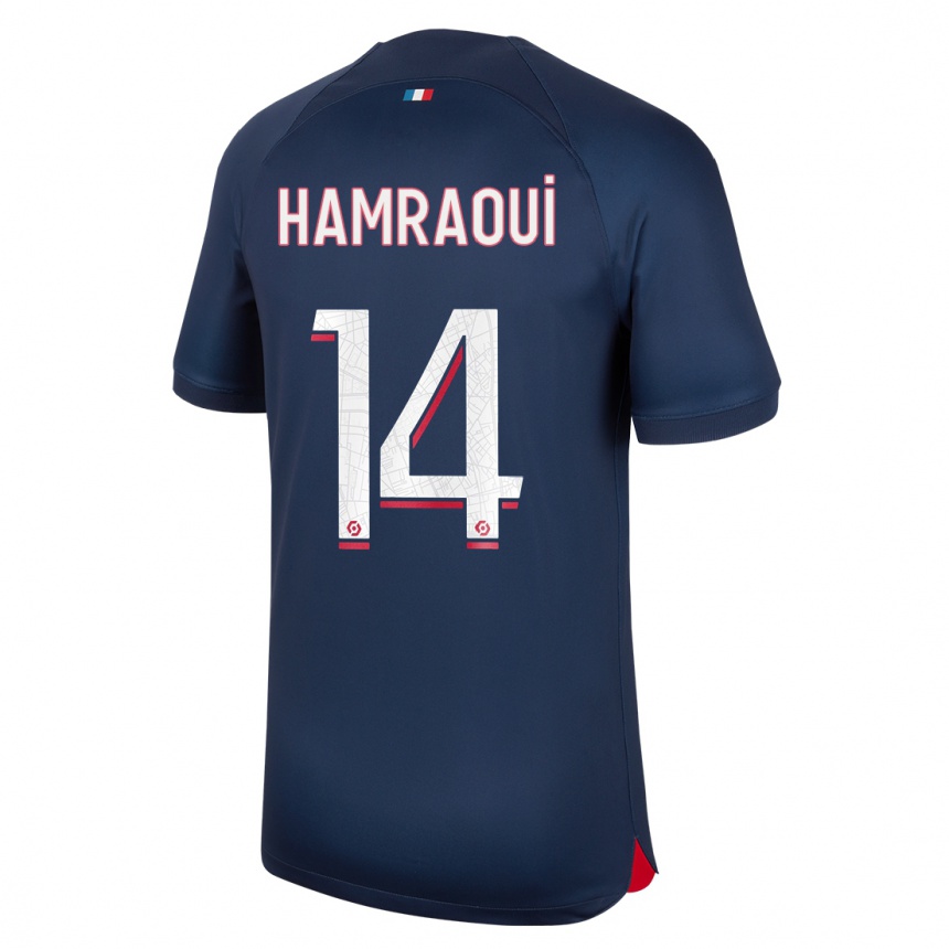 Kinder Fußball Kheira Hamraoui #14 Blau Rot Heimtrikot Trikot 2023/24 T-Shirt Luxemburg