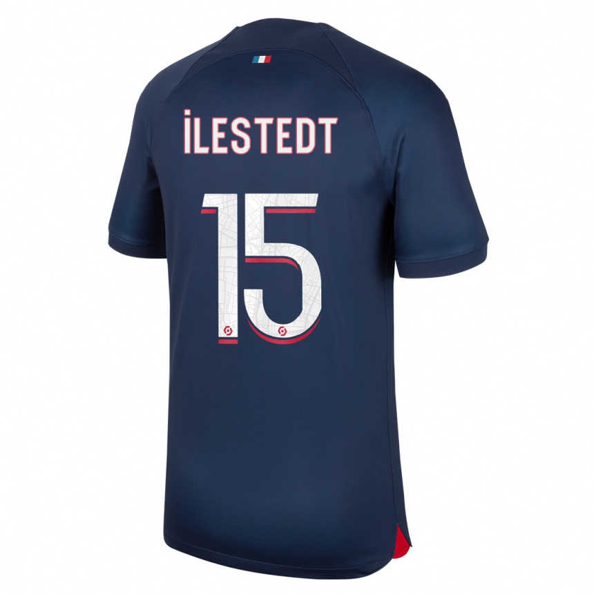 Kinder Fußball Amanda Ilestedt #15 Blau Rot Heimtrikot Trikot 2023/24 T-Shirt Luxemburg