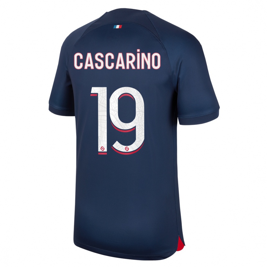 Kinder Fußball Estelle Cascarino #19 Blau Rot Heimtrikot Trikot 2023/24 T-Shirt Luxemburg