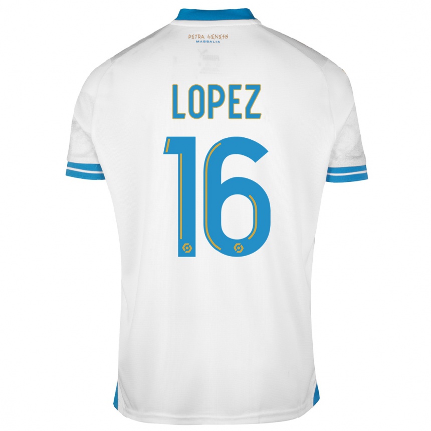 Kinder Fußball Pau Lopez #16 Weiß Heimtrikot Trikot 2023/24 T-Shirt Luxemburg