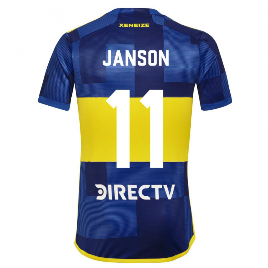 Kinder Fußball Lucas Janson #11 Dunkelblau Gelb Heimtrikot Trikot 2023/24 T-Shirt Luxemburg