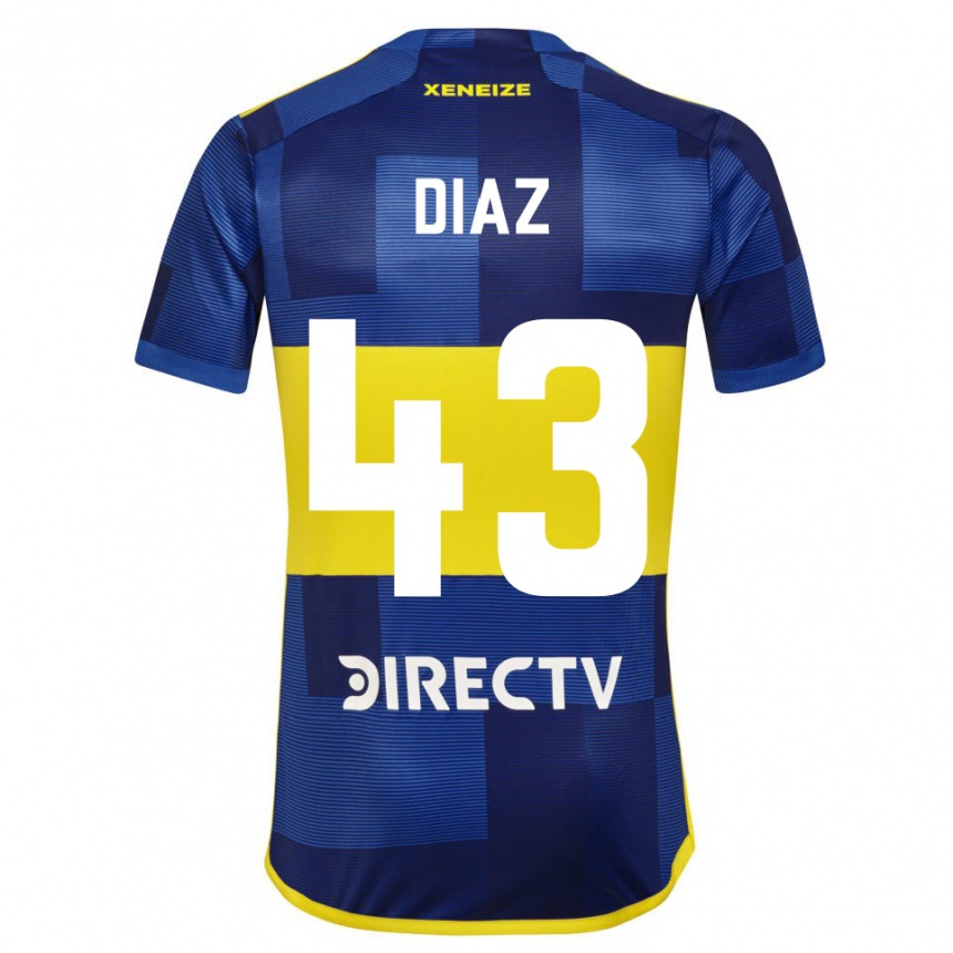 Kinder Fußball Tomas Diaz #43 Dunkelblau Gelb Heimtrikot Trikot 2023/24 T-Shirt Luxemburg