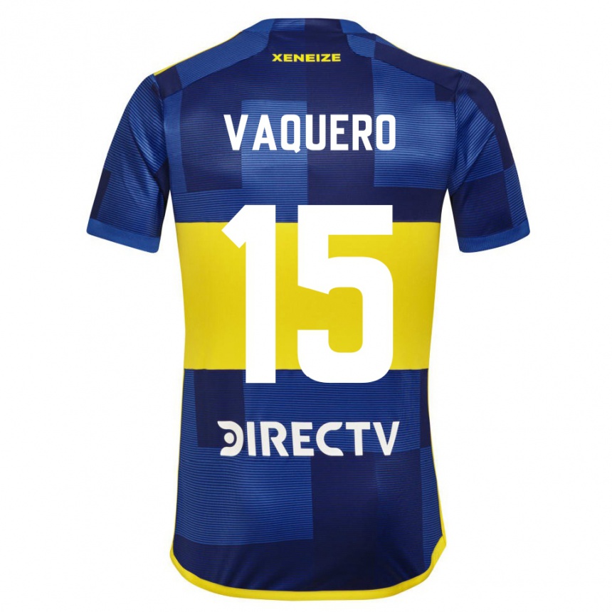 Kinder Fußball Ivan Vaquero #15 Dunkelblau Gelb Heimtrikot Trikot 2023/24 T-Shirt Luxemburg