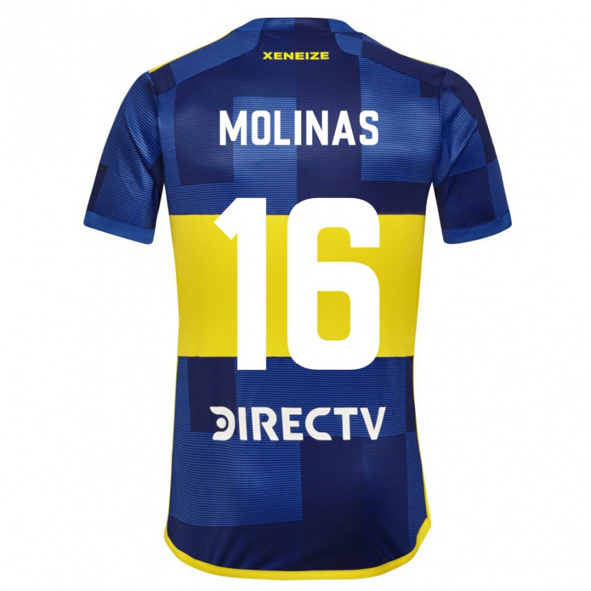 Kinder Fußball Aaron Molinas #16 Dunkelblau Gelb Heimtrikot Trikot 2023/24 T-Shirt Luxemburg