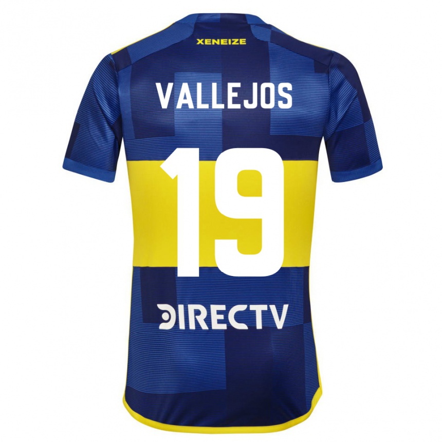 Kinder Fußball Fabiana Vallejos #19 Dunkelblau Gelb Heimtrikot Trikot 2023/24 T-Shirt Luxemburg