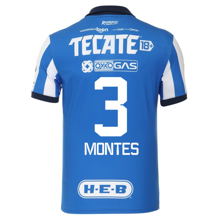 Kinder Fußball Cesar Montes #3 Blau Weiss Heimtrikot Trikot 2023/24 T-Shirt Luxemburg